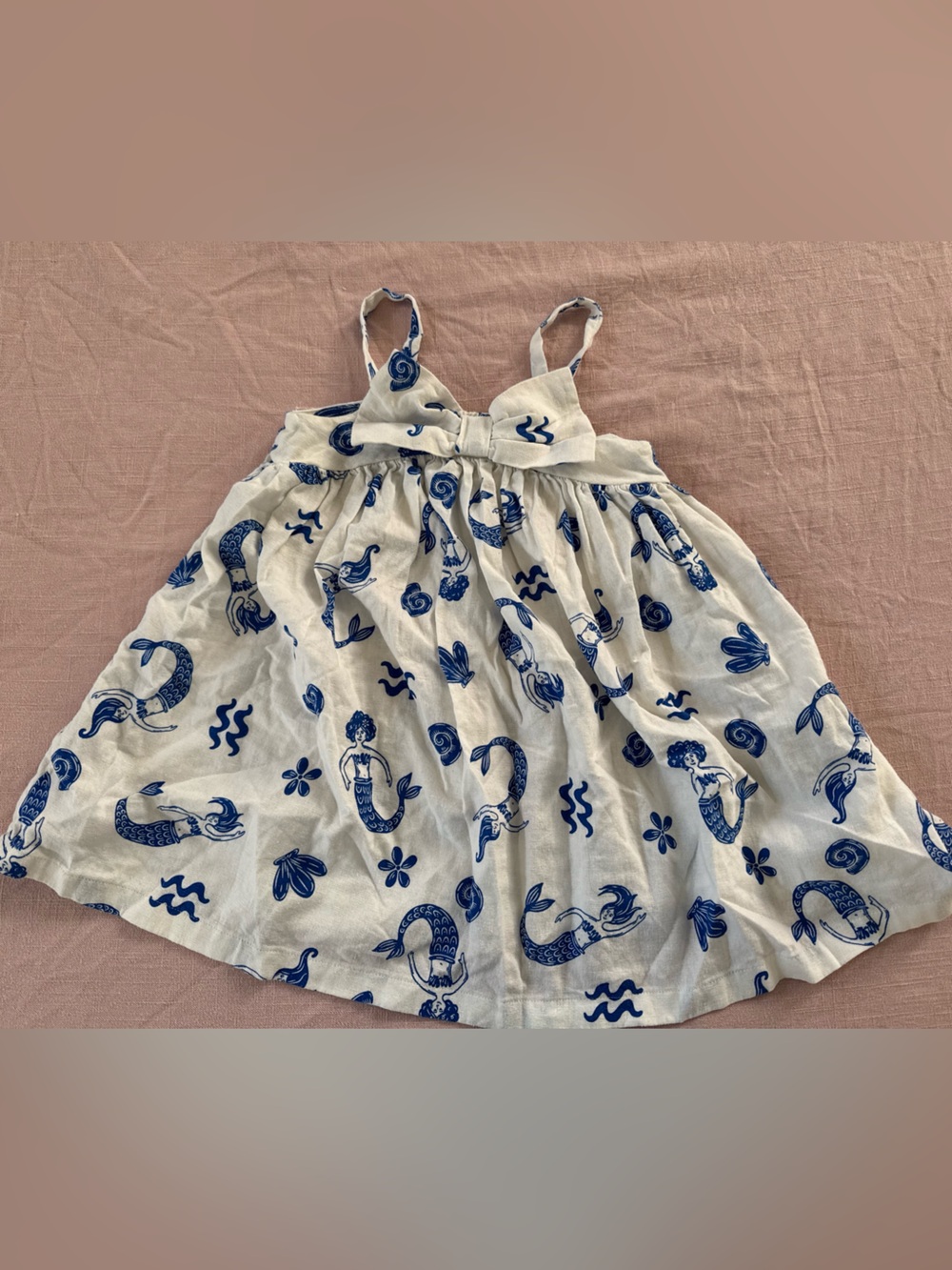 Old Navy toddler girl dress, White & Blue Mermaid Print Sundress
